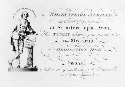 A Ticket for the Shakespeare Jubilee Celebrations, 1769 by English School